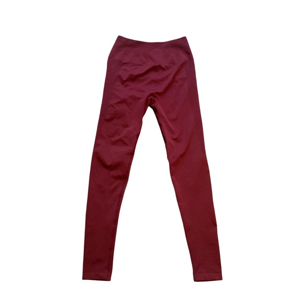 AUROLA Seamless Scrunch Butt Leggings Burgundy High Waist Activewear Size S - Picture 2 of 3
